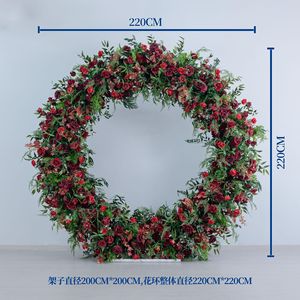 Elegante Fondo Circular Minimalista de Hojas Verdes para Bodas, Arco de Follaje Redondo Personalizado para Decoración de Escenarios de Fiestas Tropicales Modernas - Product Image 4