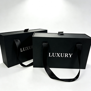 Custom Luxury Black Drawer Gift Box Recycled Materials Embossing Custom Logo Size Rigid <b>Paper</b> Packaging for Cosmetic Jewelry - Product Image 3