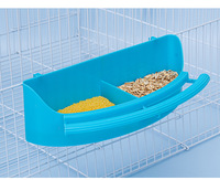 Mangeoire à oiseaux en plastique pour cage à oiseaux, à fixation par le bas, double compartiment, durable, moulage intégré, bol à nourriture