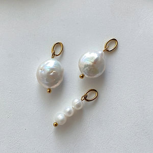 תליון זהב פנינים בארוק פנינה זהב 14 קראט נירוסטה לא סדירה עגולה אמיתי - Product Image 4