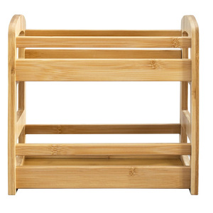 Étagère à épices en bambou à 2 niveaux, organiseur de rangement de cuisine avec couvercle en bois pour les épices - Product Image 5