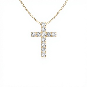 Collier pendentif croix en diamant de laboratoire de 0,39 ct, argent sterling 925 et or massif 14 carats, fournisseur en gros OEM ODM - Product Image 1