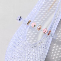 Gantungan Hias Sandal Logam Mutiara Bunga Biru Desain Enamel Bergaya Niche Serbaguna untuk Dekorasi Sandal Jepit, Kreativitas DIY