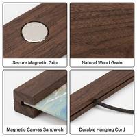 Gantungan Poster Magnetik Kayu Solid Custom 21-61cm Warna Walnut Modern Minimalis DIY Bingkai Gulung Gantung Dinding untuk Kanvas Seni Dekorasi