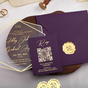 2026 New Arrivals Custom Purple Fold Pocket Luxury Acrylic Christmas Invitation <b>Cards</b> <b>Gold</b> Foil Eco-Friendly 3D Pop-up - Product Image 4