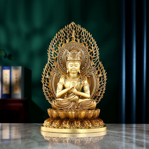 Statue de Bouddha Vairocana en laiton de 6 pouces, faite à la main, décoration d'intérieur, cadeau artisanal pour le salon - Product Image 1