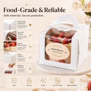 Handheld Eco-Friendly Paperboard Cake <b>Box</b> with Clear Window Custom Logo & UV Printing Takeaway Packaging - Product Image 2