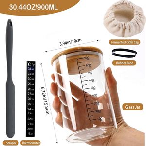 200ml/500ml/900ml Wide Mouth Eco-Friendly Dishwasher Safe Sourdough Starter Jar for <b>Baking</b> Supplies - Product Image 2