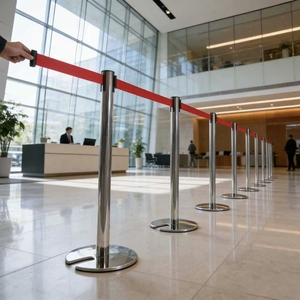 Poteau de filetage robuste argenté avec poteau en acier inoxydable de 63 mm et base en fonte de 360 mm pour lieux publics - Product Image 3