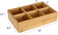 Boîte à thé en bambou bambou, 6 compartiments de rangement, sac de thé chaud en bois, support d'organisation avec 6 compartiments, coffre de stockage de thé pour Station basse, Suga