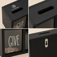 Boîte à monnaie en bois avec logo personnalisé, 3 sections, pour économiser, offrir et dépenser, avec fenêtres transparentes, cadeau pour enfants