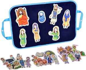 Juego de Natividad de juguetes educativos para niños cristianos de actividad en desarrollo, figuras para niños pequeños, tablero de franela de fieltro, juego de historias bíblicas - Product Image 1