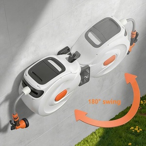 180 ° Support pivotant 20m 30m Enrouleur de tuyau rétractable mural Enrouleur de tuyau de jardin avec pistolet à eau multifonction - Product Image 3