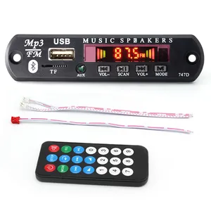 蓝色齿5.0接收器，用于车载套件MP3播放器解码器板彩色屏幕FM模块收音机TF USB AUX音频