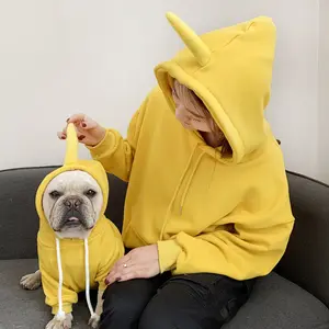 Personalidade primavera outono família vestuário combinando cão e roupas humanos personalizado liso capuz
