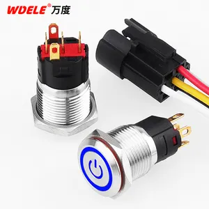 WD16mm 12V Metal LED Illuminated Momentary Or Self Lock Push Button Switch Remote Control