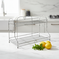 304 acier inoxydable Double couche bol de rangement support cuisine Organisation métal vidange étagère assaisonnement plats étagère de rangement Double