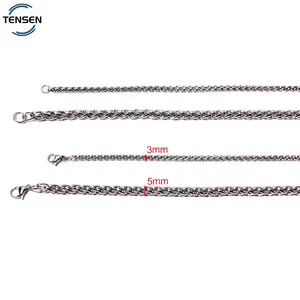 Good Quality Twist Chain Metal Necklace Fitting Stainless Steel Jewelry Pendant Accessory Rope Chains For Women