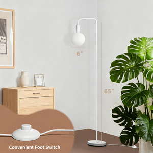 Minimalist Floor <b>Lamp</b> Led Adjustable Height Plastic Body White Shade For Living Room Bedroom <b>Office</b> Decor - Product Image 2