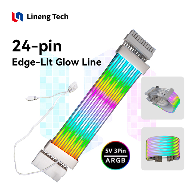 RGB PSU Cables ARGB 5V3 500mm Extension Cable Kit with Silicone Glowing for Desktop Power Supply-in Stock