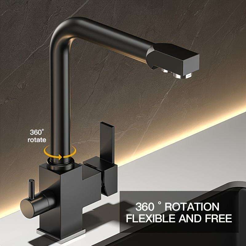 Beelee Brass Ceramic Single Hole Dual Handle Kitchen Faucet