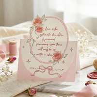 Carte de vœux vintage de style français en carton blanc tridimensionnel, roses roses en forme de cœur, boîte cadeau pour anniversaire ou déclaration d'amour