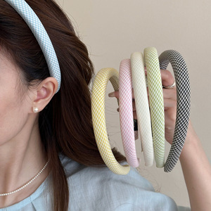 Sweet Plaid Women's <b>Headband</b> Brand European-American Style Candy Color Fine Hair Accessories for Party & Wedding Use - Product Image 1
