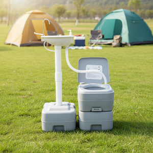 Lavabo portable d'extérieur avec une capacité de 20 L, fonctionnant sur batterie, <span class=keywords><strong>porte</strong></span>-serviettes et distributeur de savon <span class=keywords><strong>pour</strong></span> le camping et les événements - Product Image 1
