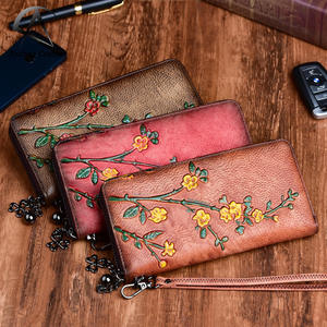 Andong Long <b>Purse</b> for Women Korean Vegetable Tanned Genuine Cow <b>Leather</b> Ladies Wallet Vintage Embossed Clutch Phone Pocket - Product Image 1