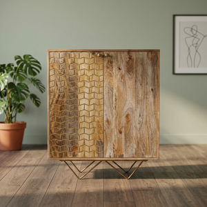 Antique 2-Door Industrial Eco-Friendly Modular Durable Living Room Cabinet Solid Mango Wood Home Apartment Luxury Villa Storage - Product Image 3
