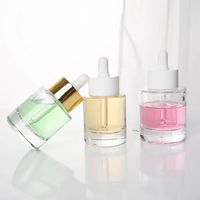 Flacons compte-gouttes carrés plats en verre rechargeables pour sérum de soin cutané aux huiles essentielles et gouttes pour les yeux, 15ml 30ml 50ml 100ml, Reed