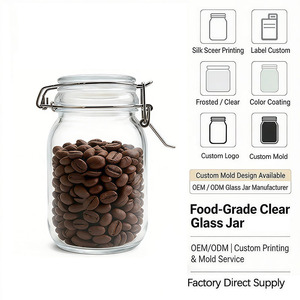 Bocal en verre hermétique de cuisine en gros avec fermoir métallique pour le stockage de fruits en <span class=keywords><strong>conserve</strong></span>, miel, cornichons, chocolat - Product Image 6