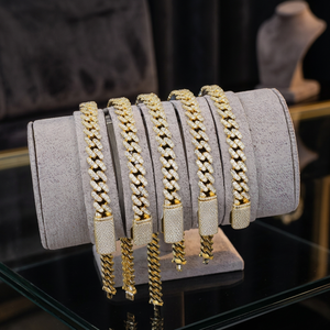 Bracelets à breloques en argent 925 plaqué or 14 carats pour hommes, avec moissanite taille radiant et micro-incrustations, style hip-hop, pour usage quotidien, 120g - Product Image 4
