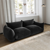 Canapé familial moderne en velours noir Voxhome pour salon, 1, 2, 3, 4, 7 places, ensemble de canapés au sol