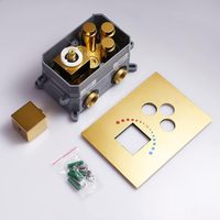 Système de douche doré poli avec jets corporels intégrés de 16 pouces, ensemble de robinetterie thermostatique de plafond avec jets de corps à arrêt intégré