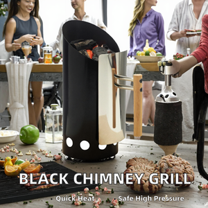 Encendedor de carbón moderno negro para chimenea, de hierro esmaltado duradero - Diseño plegable, alta presión, seguridad, mango de madera, para barbacoa automática - Product Image 2