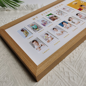 Foto Conmemorativa del Crecimiento de Niños de un Año, Registro de Cumpleaños de 12 Meses, Madera Maciza Creativa con Texto Personalizable A3/A4 - Product Image 4