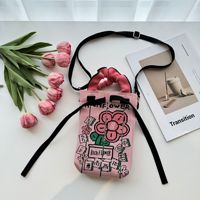 Sac à téléphone tulipe de style coréen, nouvelle collection printemps-été, en petite série, tissé, bandoulière et sac à main avec broderie florale