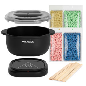 Kadınlar ve erkekler için brezilyalı ağda kiti, hassas cilt tam vücut epilasyon için 4 torba sert balmumu boncuk taşınabilir balmumu ısıtıcı ile - Product Image 1