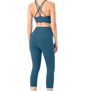 <b>Women</b> Yoga Gym Wear Set Two Piece Sports Bra Long <b>Leggings</b> High Waist Fitness Gym Exercise Activewear Yoga Set - Product Image 3