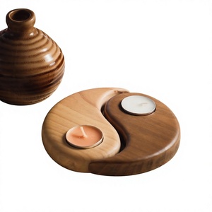 Wooden Yin Yang Rectangle <b>Tea</b> Light Holder Handmade Durable Eco Friendly Candle <b>Stand</b> for Home Decoration and Christmas - Product Image 2