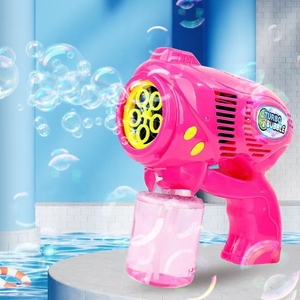 Pistolet à bulles électrique SQ à cinq trous en ABS, jouet d'été extérieur pour enfants avec souffleur de bulles et recharge - Product Image 1