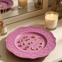 Assiette ronde en plastique rétro à bords ondulés, tapis de table, centre de table de mariage, décoration de dessert - Décoration de rangement polyvalente