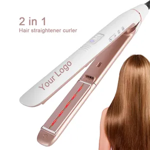 Chuyên Nghiệp Salon Chất Lượng Cao Tùy Chỉnh Titanium 2 Trong 1 Tóc Ép Tóc Flat Irons Nhãn Hiệu Riêng Sắt