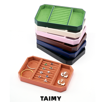 Plateau de présentation de bijoux en PU avec logo personnalisé, octogonal, multi-compartiments, pour bracelets et bagues, plateau de rangement pour comptoir de bijouterie, vente en gros