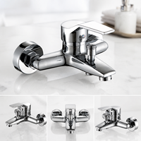 Robinet Mitigeur Mural Monocommande en Alliage de Zinc Chromé Poli de Qualité Supérieure pour Eau Chaude et Froide, pour Baignoire