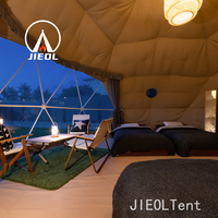 Dôme de glamping géodésique de luxe 7m/6m/8m/9m avec salle de bain, couverture en PVC imperméable quatre saisons, deux chambres