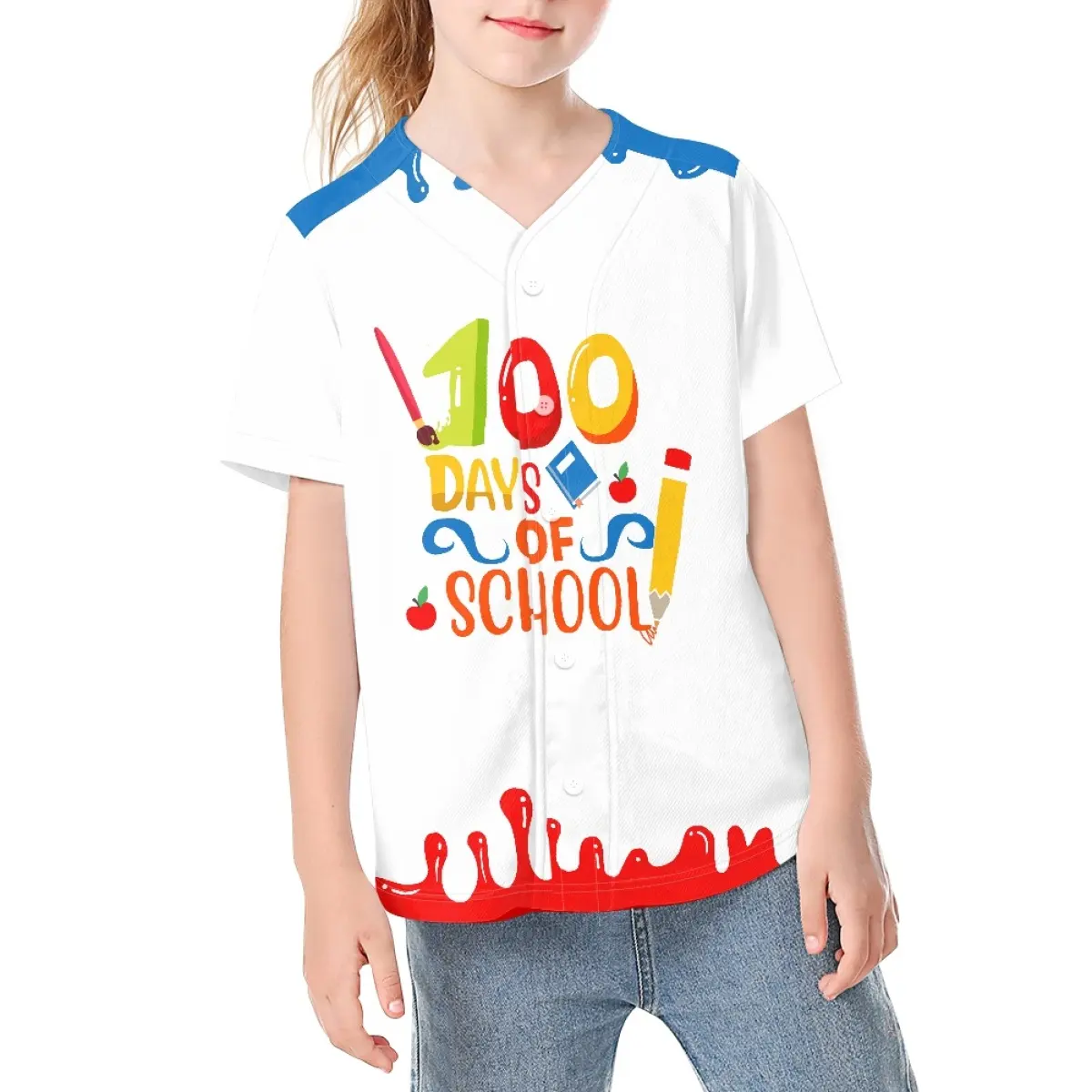 Çin OEM fabrika beyaz 100 gün okul beyzbol/softbol boş özel Polyester kumaş Jersey beyzbol formalar nefes