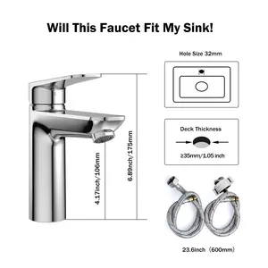 Grifo de Lavabo JOMOO de Alta Calidad <span class=keywords><strong>H2</strong></span>, Monomando, Monotroquel, Cromado, Grifo Mezclador para Baño, Ahorrador de Agua con Burbujeador - Product Image 6
