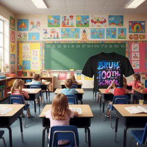 Camiseta de manga corta con cuello redondo para niños, con estampado tie-dye, para la celebración del regreso a clases, con diseño de hito de aprendizaje. - Product Image 3